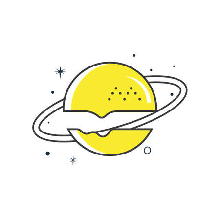 Burger planet vector logo design. Food cafÃ© and restaurant logo concept.のイラスト素材