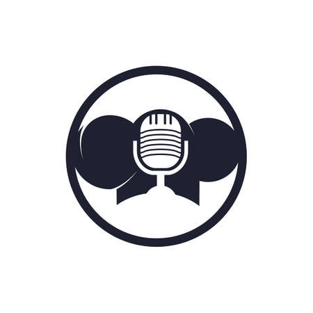 Chef podcast vector logo design template. Singing chef logo concept.のイラスト素材