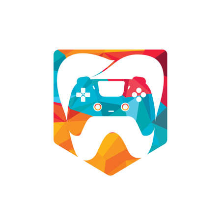 Dental Game Logo Icon Design. Tooth And Console vector logo design.のイラスト素材