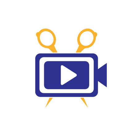Movie film editor vector logo design. Video editing logo concept.のイラスト素材