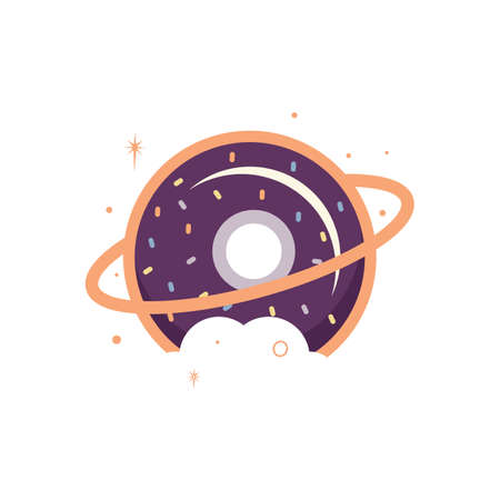 Doughnut planet vector logo design. Unique bakery logotype design template.のイラスト素材