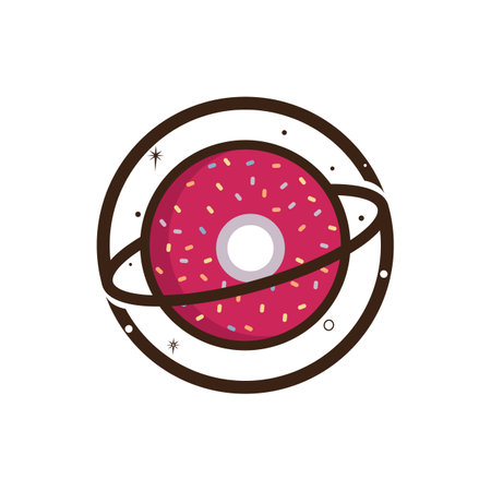 Doughnut planet vector logo design. Unique bakery logotype design template.のイラスト素材