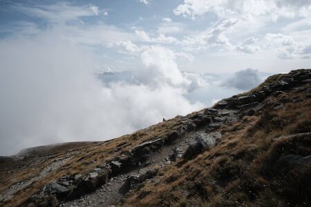 Trekking on the Rocciamelone mountain in valsusaの写真素材