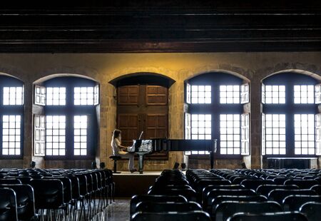 Piano at Annecy castle in Franceの写真素材