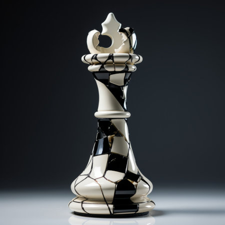 Broken Queen Chess Piece in Futuristic Designの素材