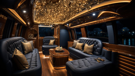 Spacious Intricately Designed Noble Interior of Luxurious Carの素材