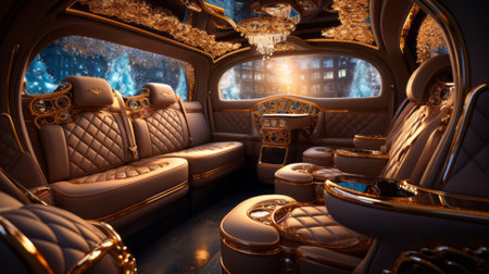 Spacious Intricately Designed Noble Interior of Luxurious Carの素材