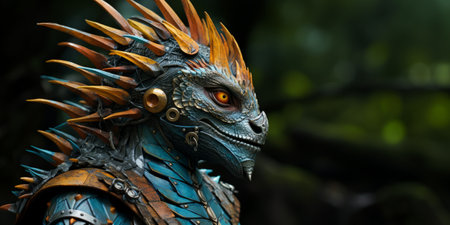 Close-up portrait of a fantasy dragon. Selective focus.の素材
