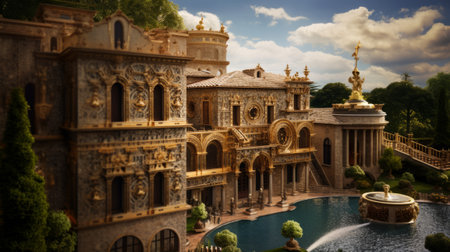 Miniature replica of a luxurious palace of goldの素材