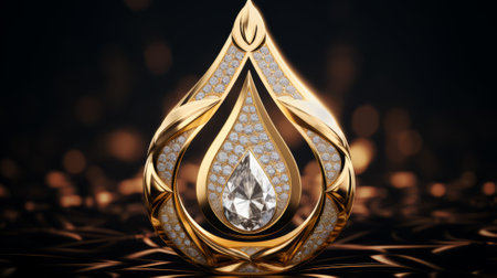 beautifully decorated pendant with diamonds and gold, intricately designed, close-upの素材