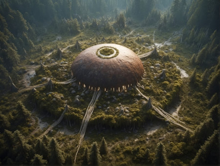 Alien Planet - 3D Rendered Computer Artwork. Fantasy Landscape.の素材