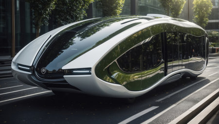Futuristic public transportation vehicle with beautiful creative design.の素材