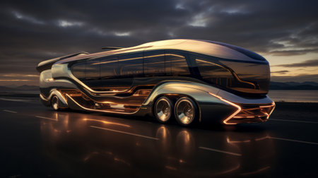 3D rendering of a concept bus in a futuristic design.の素材
