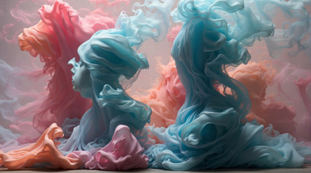 Abstract background image of colored smoke sculptures.の素材