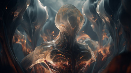 3d illustration, abstract ethereal figure in smoke.の素材