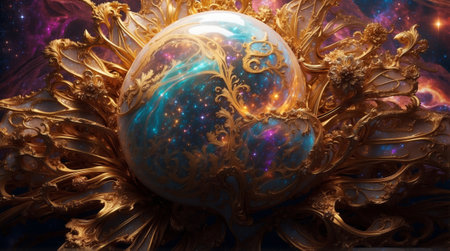 3D illustration of abstract fractal composition for creative art,design and entertainmentの素材
