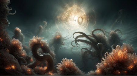 3d illustration of abstract fractal composition,digital art works.の素材