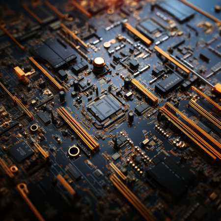 Circuit board. Electronic computer hardware technology. Motherboard digital chip. Tech science background.の素材