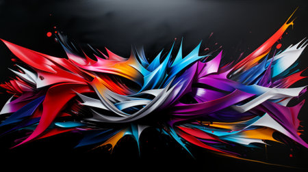 abstract colorful background, 3d illustration, horizontal, over blackの素材