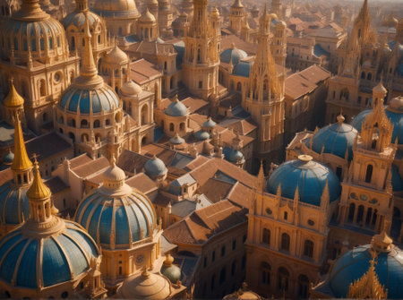 Aerial view of the cathedral of Barcelona, Spain.の素材