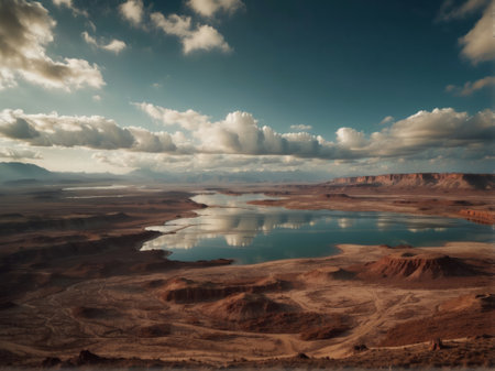 Aerial view of the Dead Sea, Israel. Copy space for textの素材