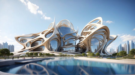 Modern abstract architecture in a futuristic city.の素材