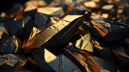 Surreal Stones from Gold close-up. 3d rendering.の素材