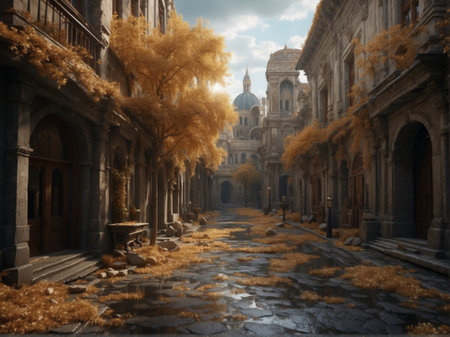 Old street in the old town of Catania, Sicily, Italyの素材