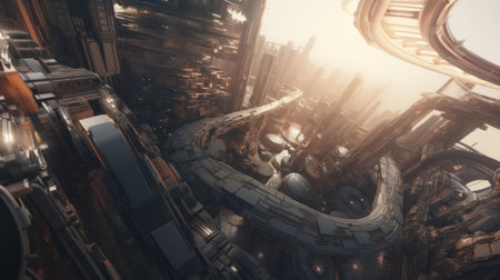 3D rendering of abstract futuristic concept cityscape.の素材