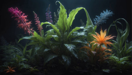 3D Illustration of Tropical Plants in a Tropical Acquarium.の素材
