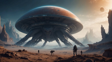 Alien Planet - 3D Rendered Computer Artwork. Science fiction.の素材