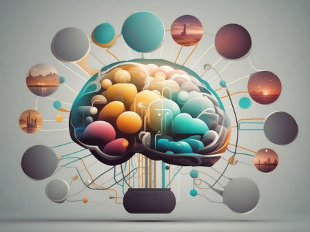 3D render of a human brain with space for your text on gray backgroundの素材
