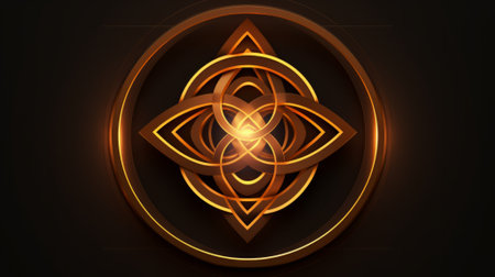 Sacred geometry symbol in gold on a black background. Vector illustrationの素材