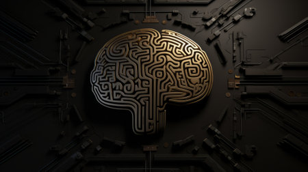 Brain and maze, 3d rendering illustration. Computer digital drawing.の素材