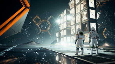 Astronaut in space. Mixed media. Mixed media. Mixed mediaの素材