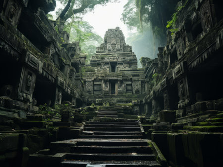 Mysterious temple complex in the jungle.の素材