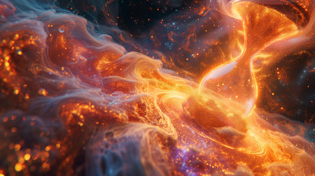 Abstract creative design with an hourglass and wavy particles.の素材
