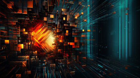 3D rendering of abstract technology digital hi-tech concept Art. Computer-generated image.の素材