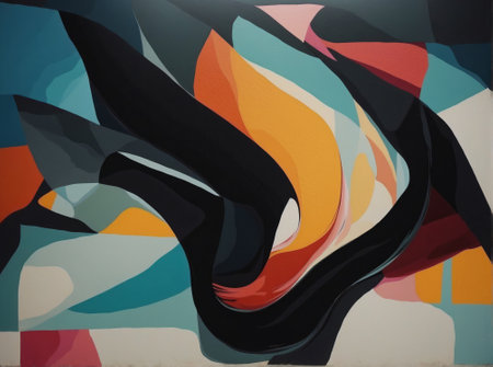 Modern art. Abstract colorful painting on the wall. Contemporary art.の素材