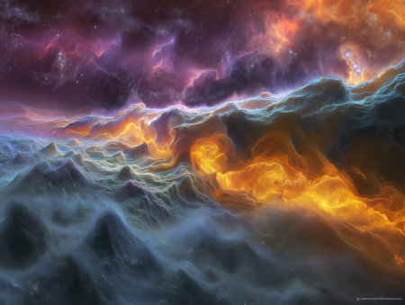 Colorful space background with nebula, stars and galaxies in outer space.の素材