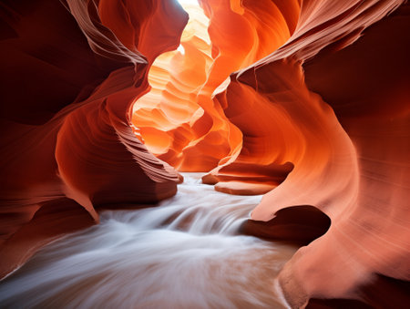 3d rendering of serene scenery with river flowing through narrow valley of the canyons.の素材