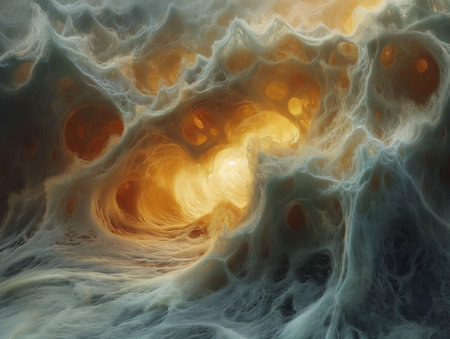 Abstract glowing fantasy structure from otherworldly materials. 3D Illustration.の素材