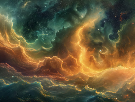 Colorful abstract space background with fantasy fractal texture. Digital art. 3D rendering.の素材