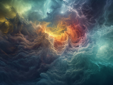 Abstract colorful fractal art background. Fantasy clouds in the sky.の素材