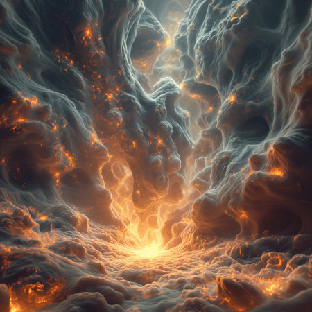 Fractal art background for creative design. Creative illustration of abstract glowing cloud pattern.の素材