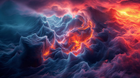 Fiery red sky background. Fantasy fractal texture. Digital art. 3D rendering.の素材