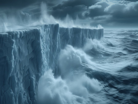 Dramatic seascape with icebergs in the ocean.の素材