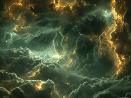 Abstract weather phenomenon in the clouds. fractal background. Digital art.の素材