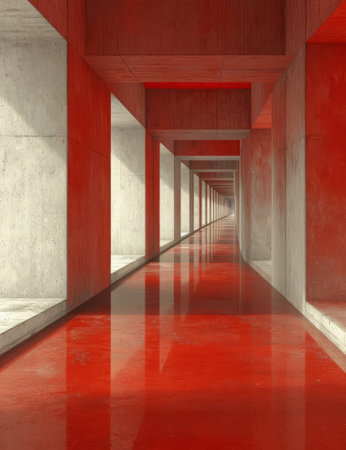 Abstract architecture background, empty corridor interior. 3d render illustration.の素材