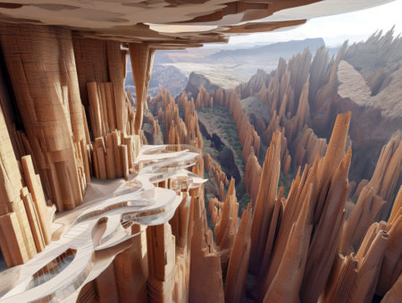 Fantasy landscape in the desert. 3D rendering.の素材